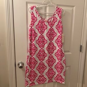 Pink & white tank dress L